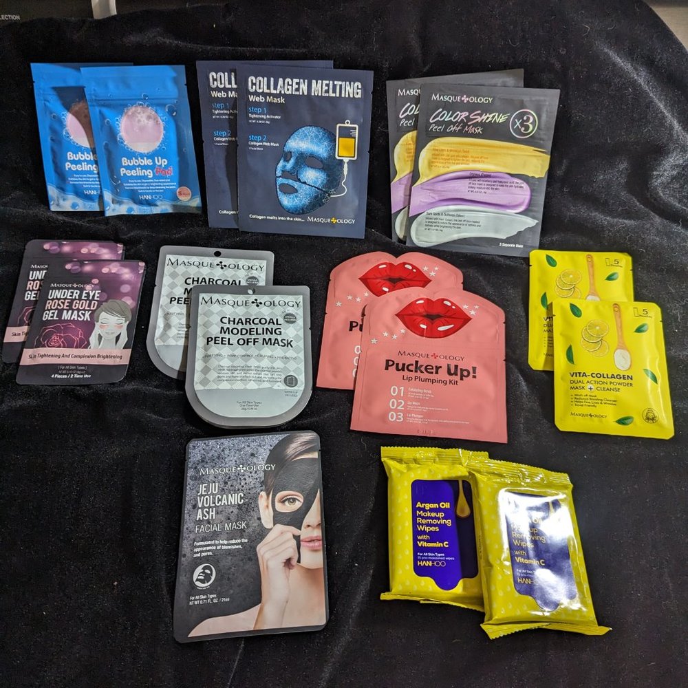 NEW Lot of (17) MASQUEOLOGY Face Masks Peel Off Korean Facial Lip Clay